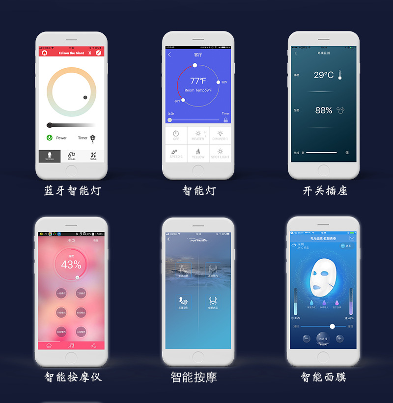 智能家居LED灯4G通信WIFI蓝牙物联控制系统软件APP小程序定制开发