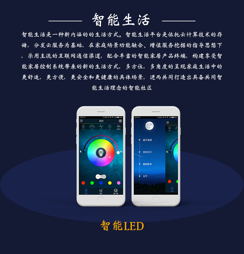 智能家居LED灯4G通信WIFI蓝牙物联控制系统软件APP小程序定制开发