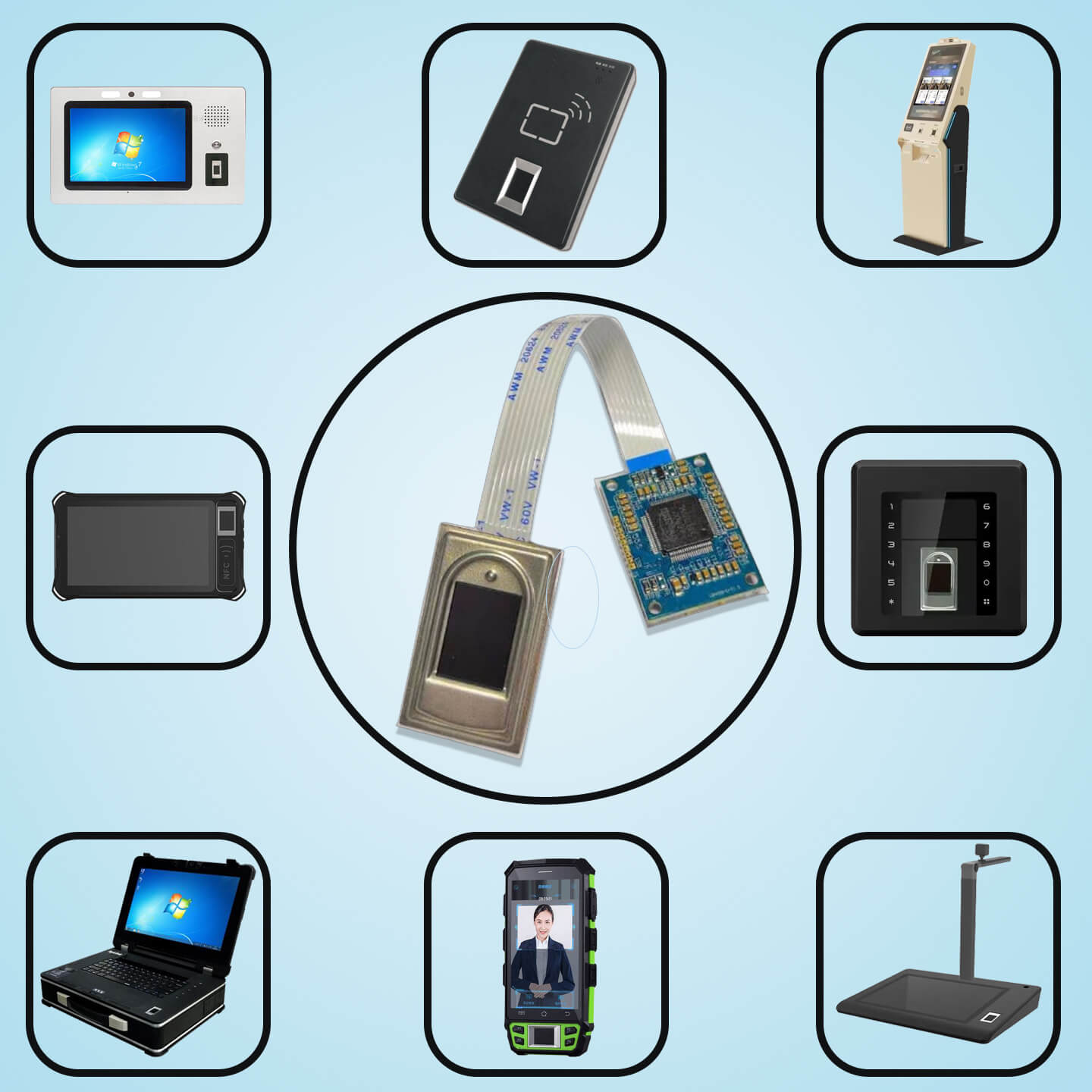 BA-ZW0C指纹识别模块应用场景图（门禁/考勤/智能锁）