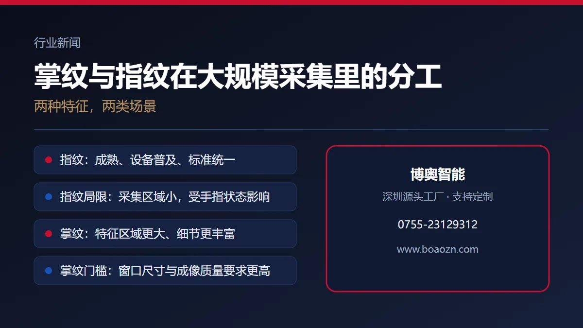 掌纹与指纹在大规模身份采集里的分工