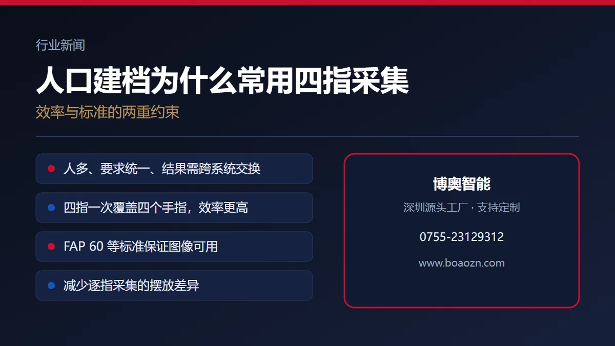 人口建档为什么常用四指采集:效率与标准的两重约束