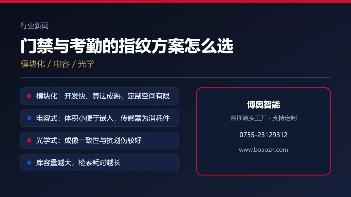 门禁与考勤的指纹方案：模块化、光学、电容怎么选