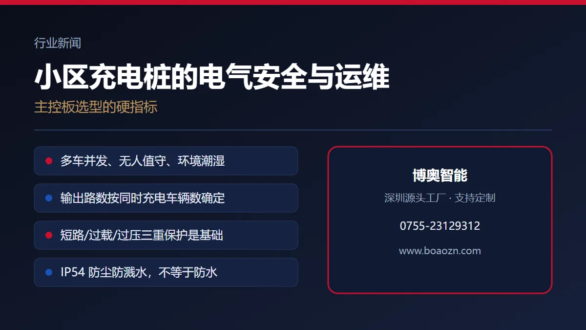 小区充电桩的电气安全与运维：主控板选型的几个硬指标